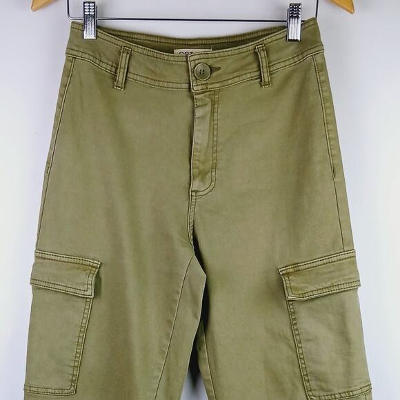 Oat New York SZ 4/27 Army Green Cargo Jeans Cropped Raw Edge - Picture 3 of 5